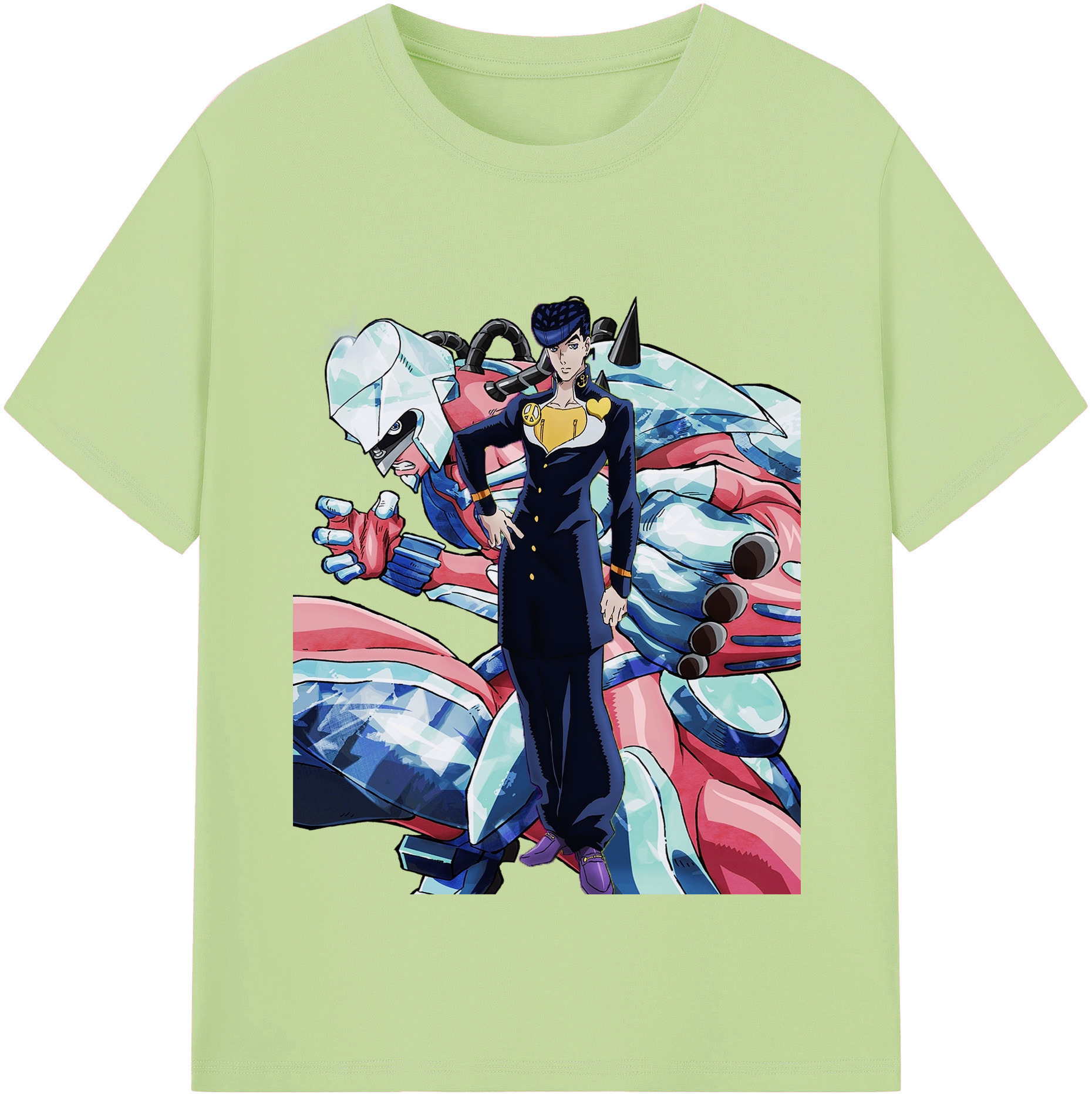 （画像用） ジョジョの奇妙な冒険 ひがしかた じょうすけ JoJo's Bizarre Adventure Higashikata Josuke 綿100％半袖Tシャツ（フロントプリント）